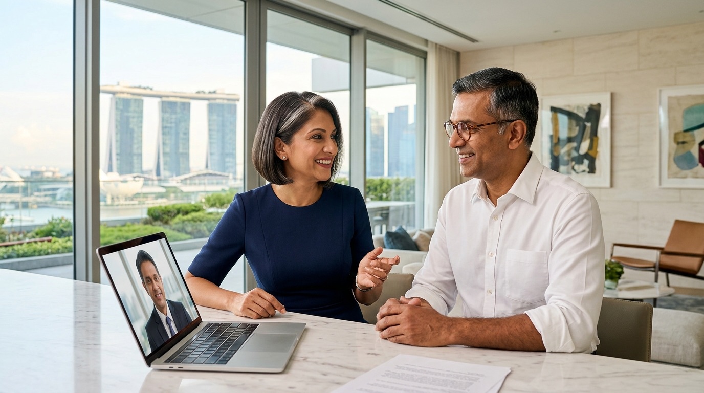 A Tamil couple in Singapore creating their Indian will online on a video call with a WillJini lawyer