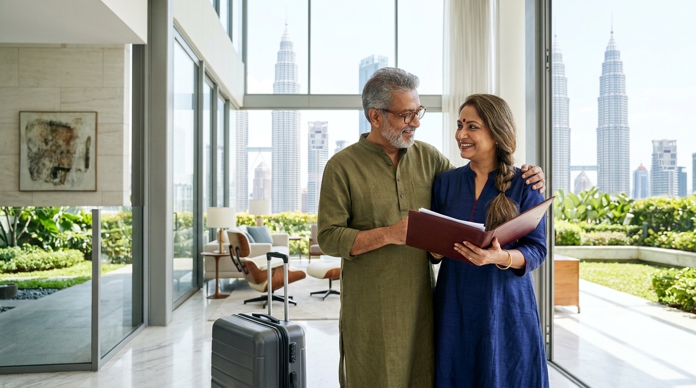 A Bengali couple in Kuala Lumpur packing their will folder before a trip to India to register it